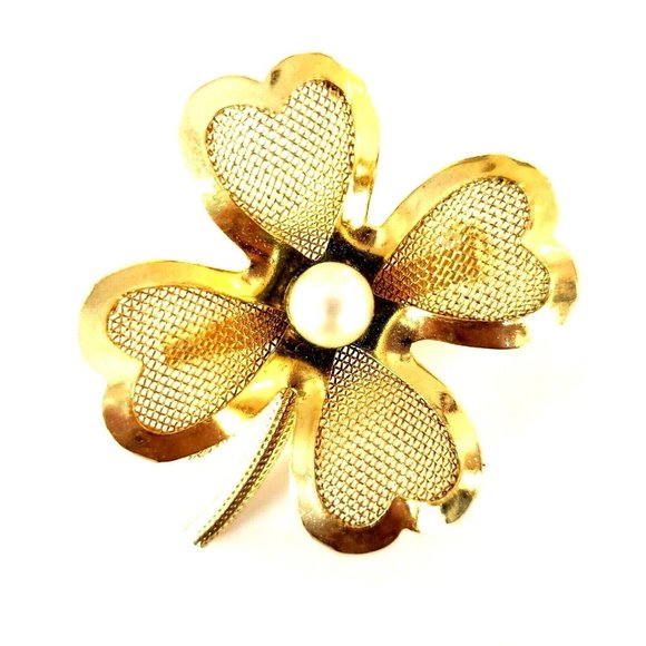 Vintage Signed Coro Four Leaf Clover Pin - Picture 1 of 12